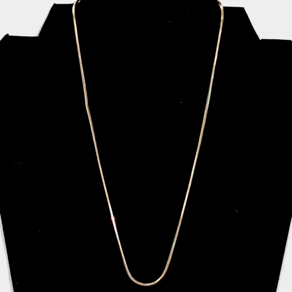 Vintage Italian Sterling Silver Square Snake Chain Necklace — 18″ — 925